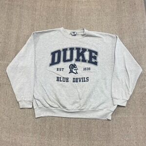 Vintage DUKE university blue devils sweatshirt mens 2xl gray 1990s Lee